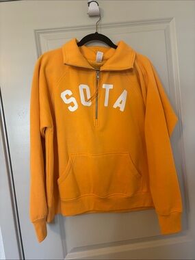 SOTA Papaya Orange  Half-Zip Pullover Sweatshirt with SOTA Lettering